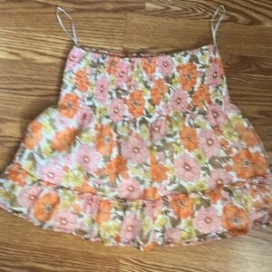 Aqua orange and pink flowers skirt size small.